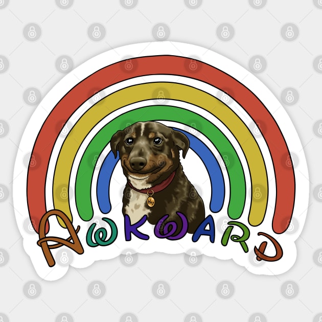 Being Awkward is fun / awkwardness dog Sticker by Feral Funny Creatures